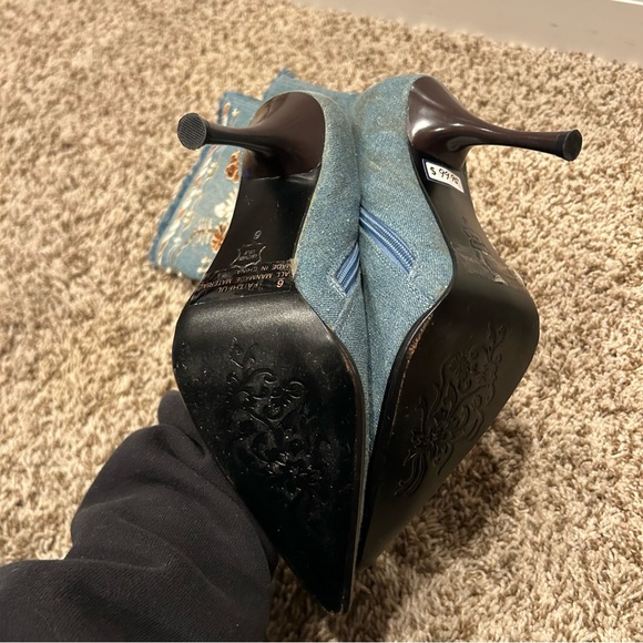 Faithfull the Brand Blue Embroidered Heeled Boots - Picture 9 of 16